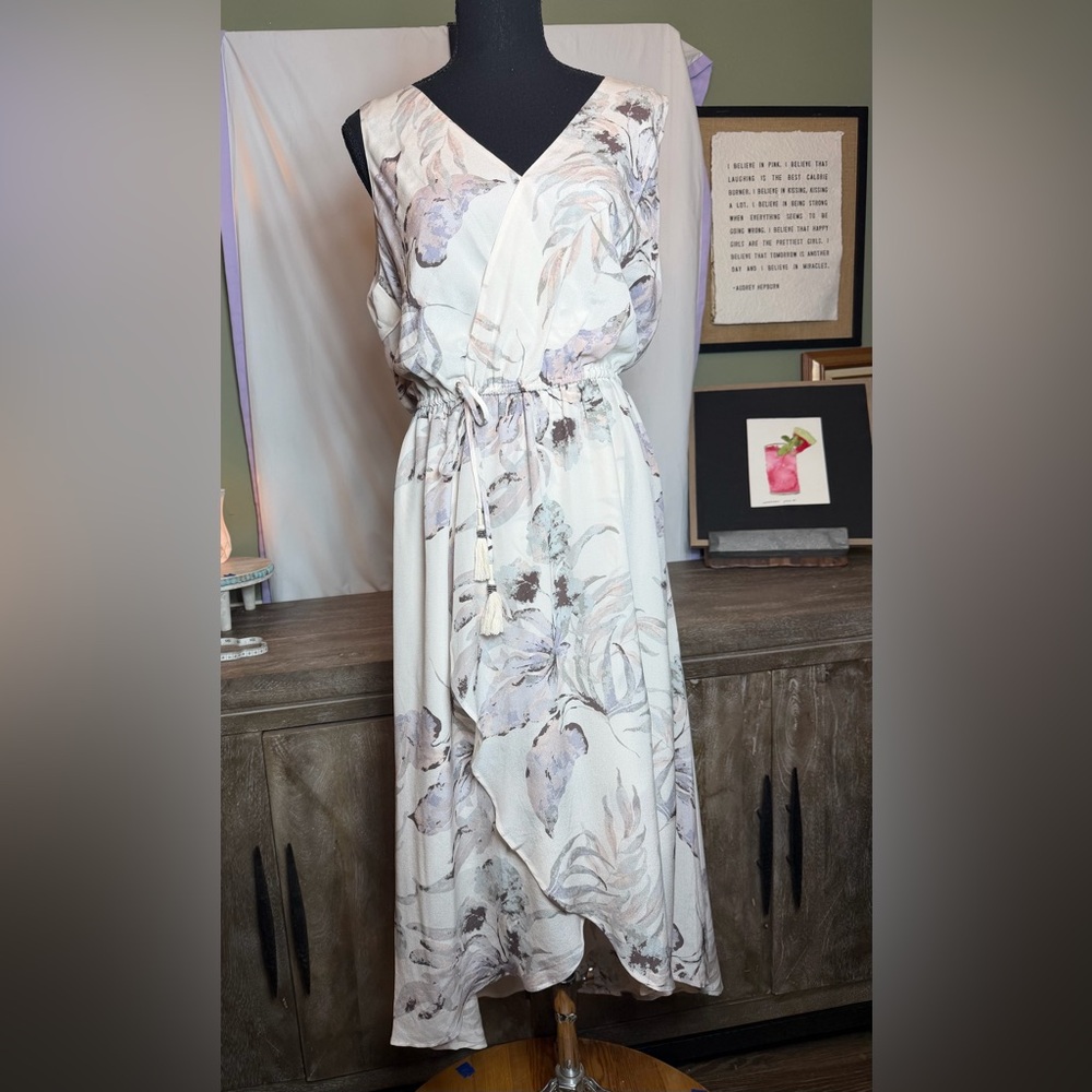 NWT Lucky Brand 100% Silk Floral Hi-Low Dress